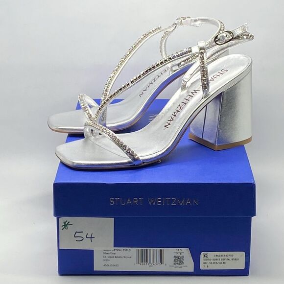 Stuart Weitzman Embellished Metallic Leather Sandals size 7 - Picture 10 of 12